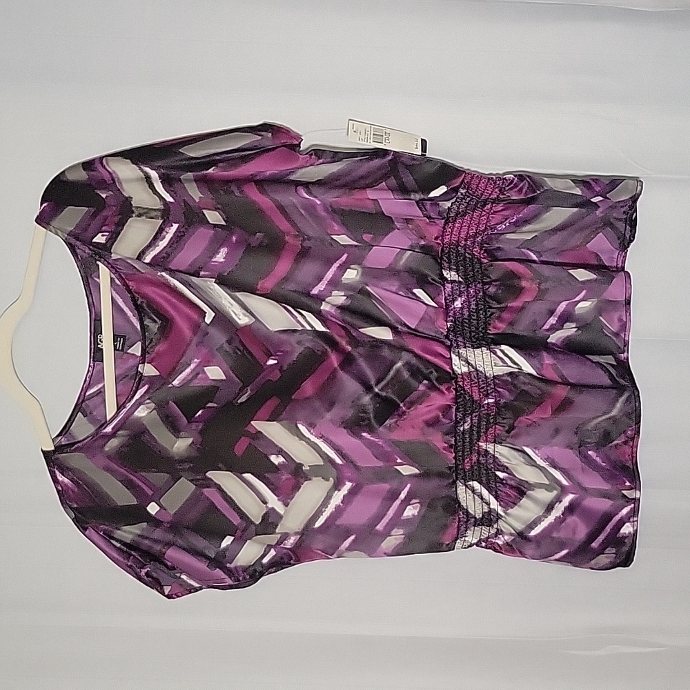 AGB Women's Purple Banded Waist Top Size Large